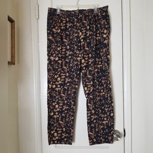 J CREW cotton black tan pants elastic waist button pockets button zipper closure